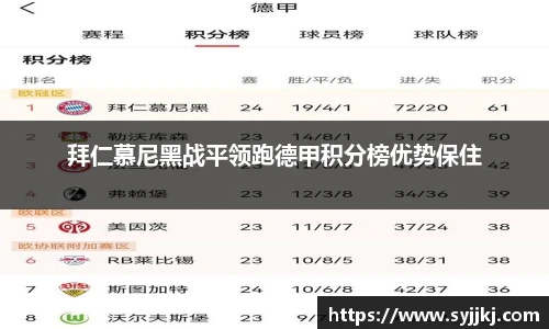 拜仁慕尼黑战平领跑德甲积分榜优势保住